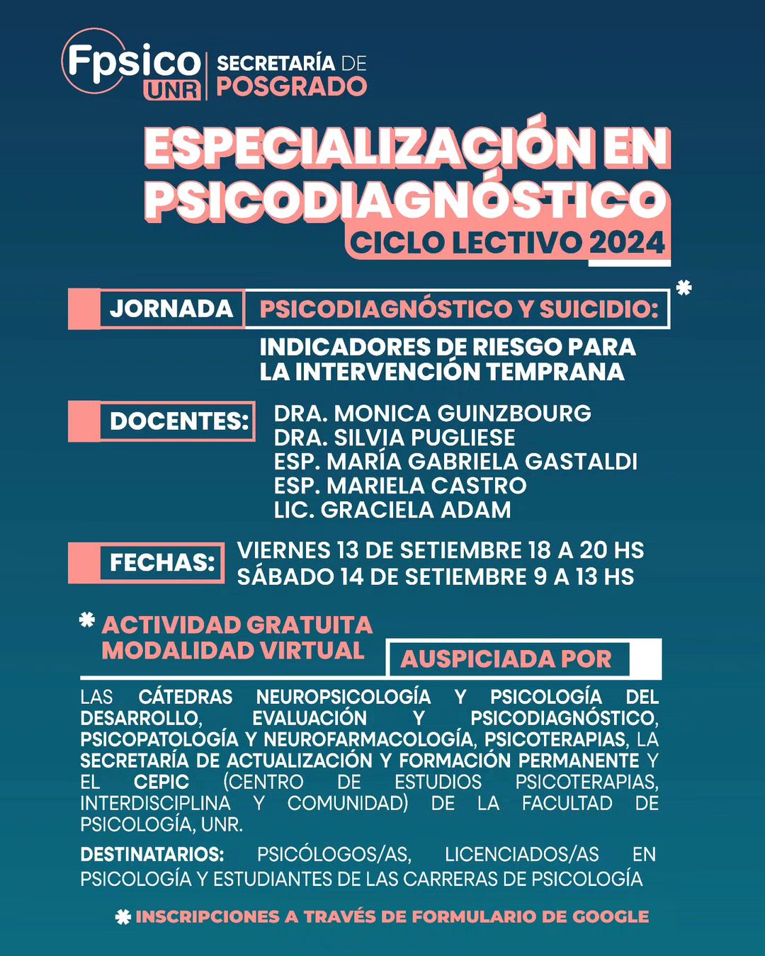 JORNADA “Psicodiagnóstico y Suicidio: indicadores de riesgo para la intervención”