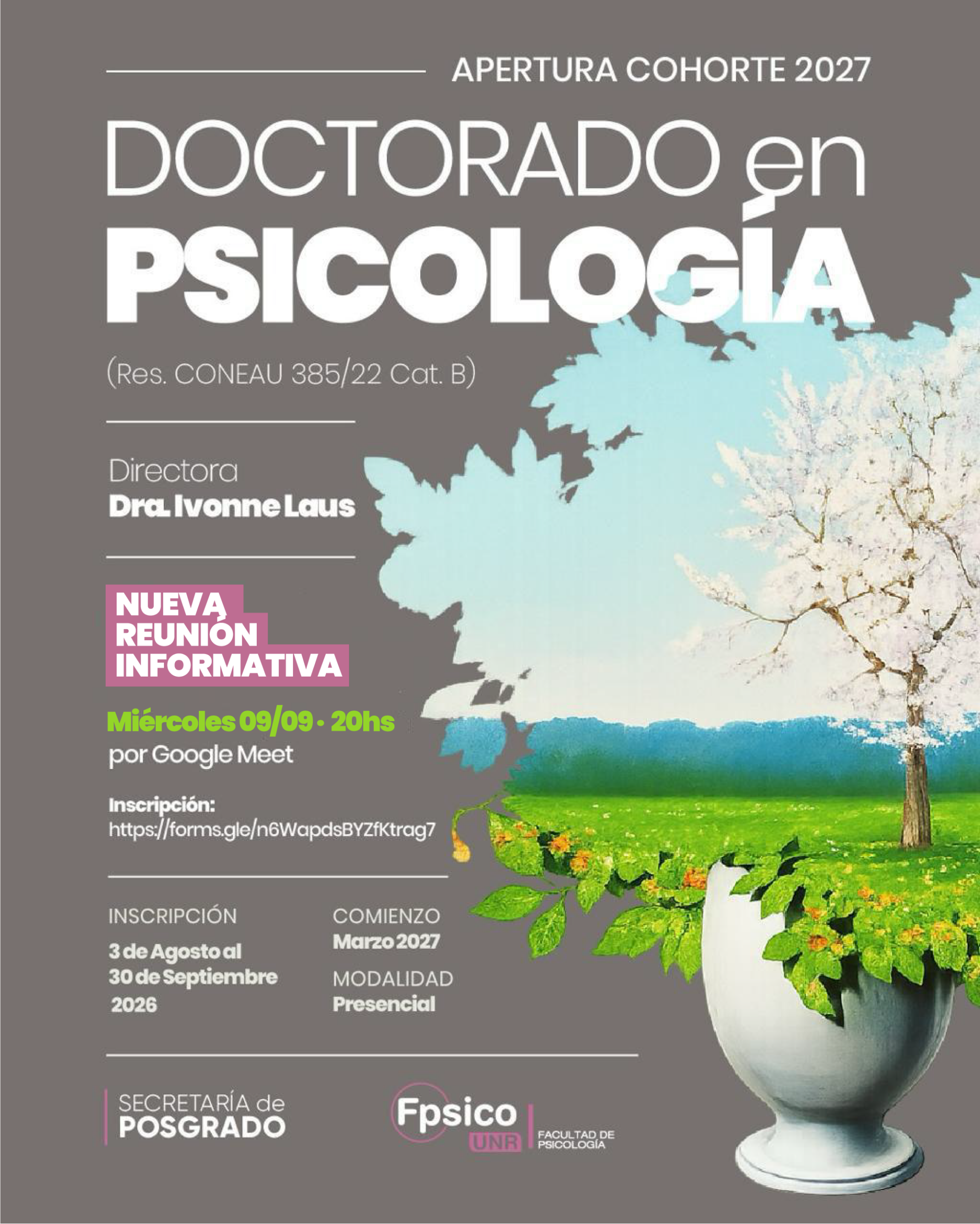 Apertura cohorte 2027 Doctorado en Psicología